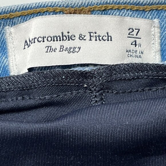 Abercrombie & Fitch The Baggy Womens Jeans 27/4 Lo Rise Pull-On Stretch Distress - Picture 8 of 10